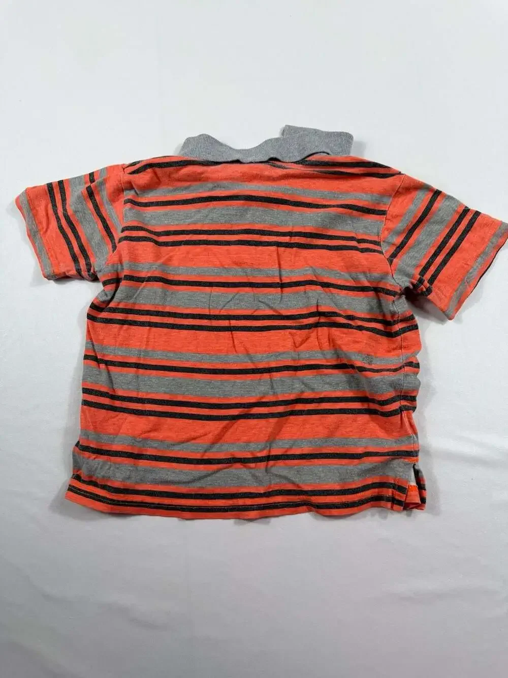 The Children's Place Boys Short Sleeve Striped Polo Shirt Orange Gray Size 2T